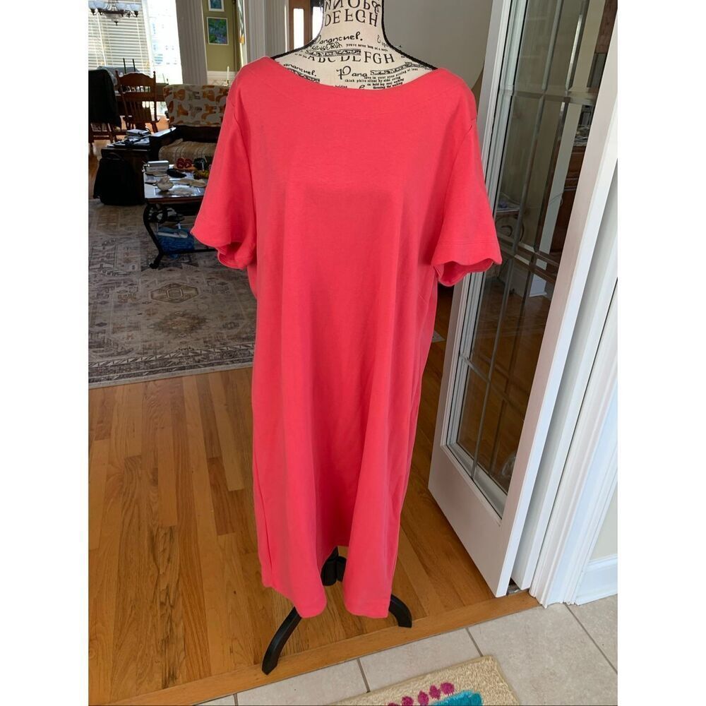 Talbots Salmon Ponte Knit Scalloped Edge Sheath Dress